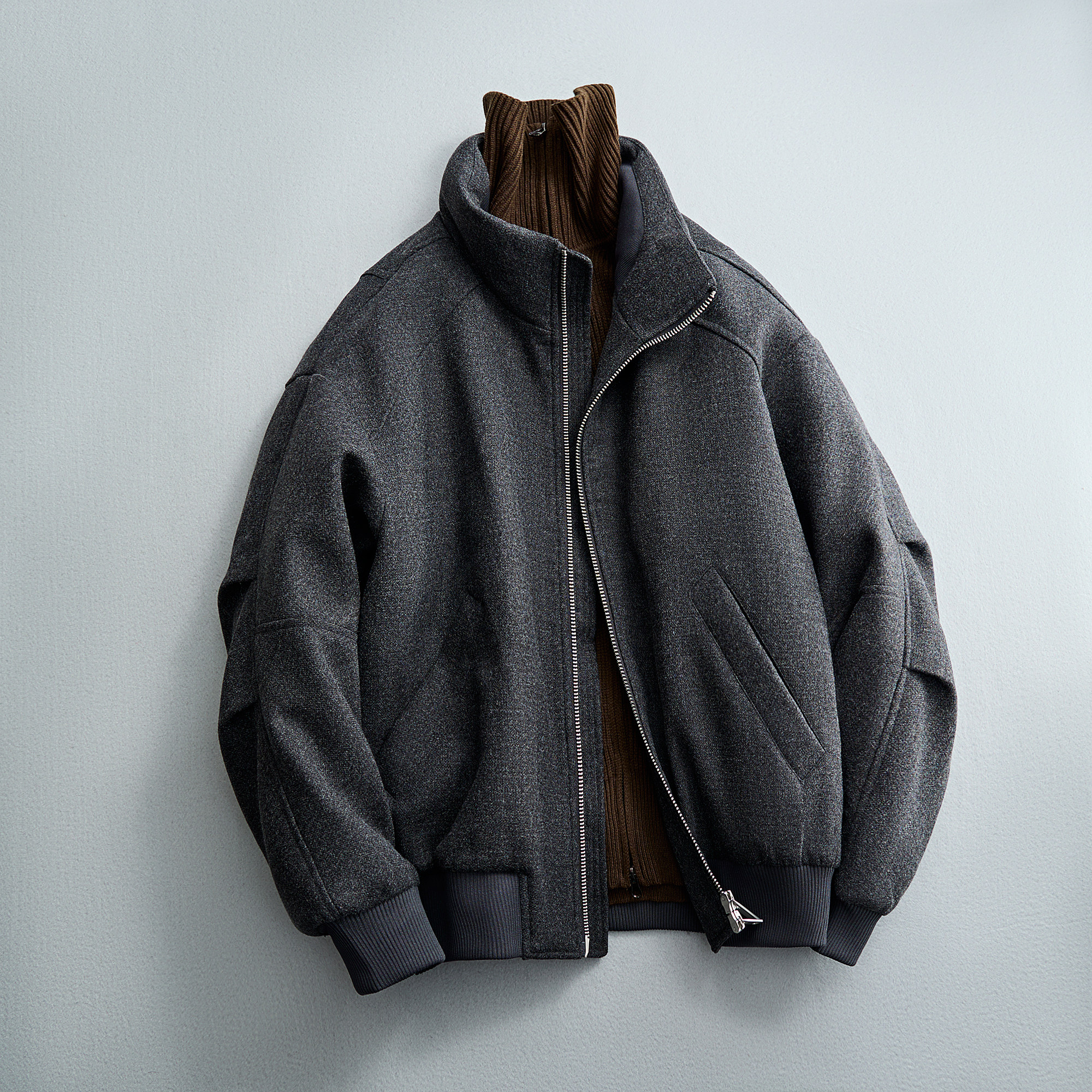 螺纹收腰呢子夹克羽绒服男保暖冬装羽绒衣6016-25318P350控699图片