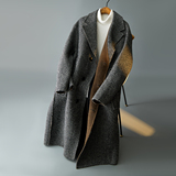 双面呢西装领羊毛呢子大衣大斜纹AB面撞色外套钱塘6016-2050P495，男装西服套装，钱塘大厦6016