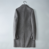 休闲毛呢外套简约西装领中长款呢子风衣黑色钱塘6016-2034p430，男装西服套装，钱塘大厦6016