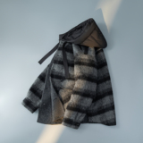 灰黑格子羽绒帽休闲毛呢大衣男士羊毛外套6016-5823P455控799，男装毛呢大衣，钱塘大厦6016