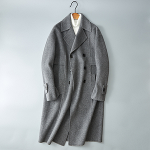休闲毛呢外套简约西装领长款呢子风衣外套灰色钱塘6016-2033p485,男装西服套装,钱塘大厦6016