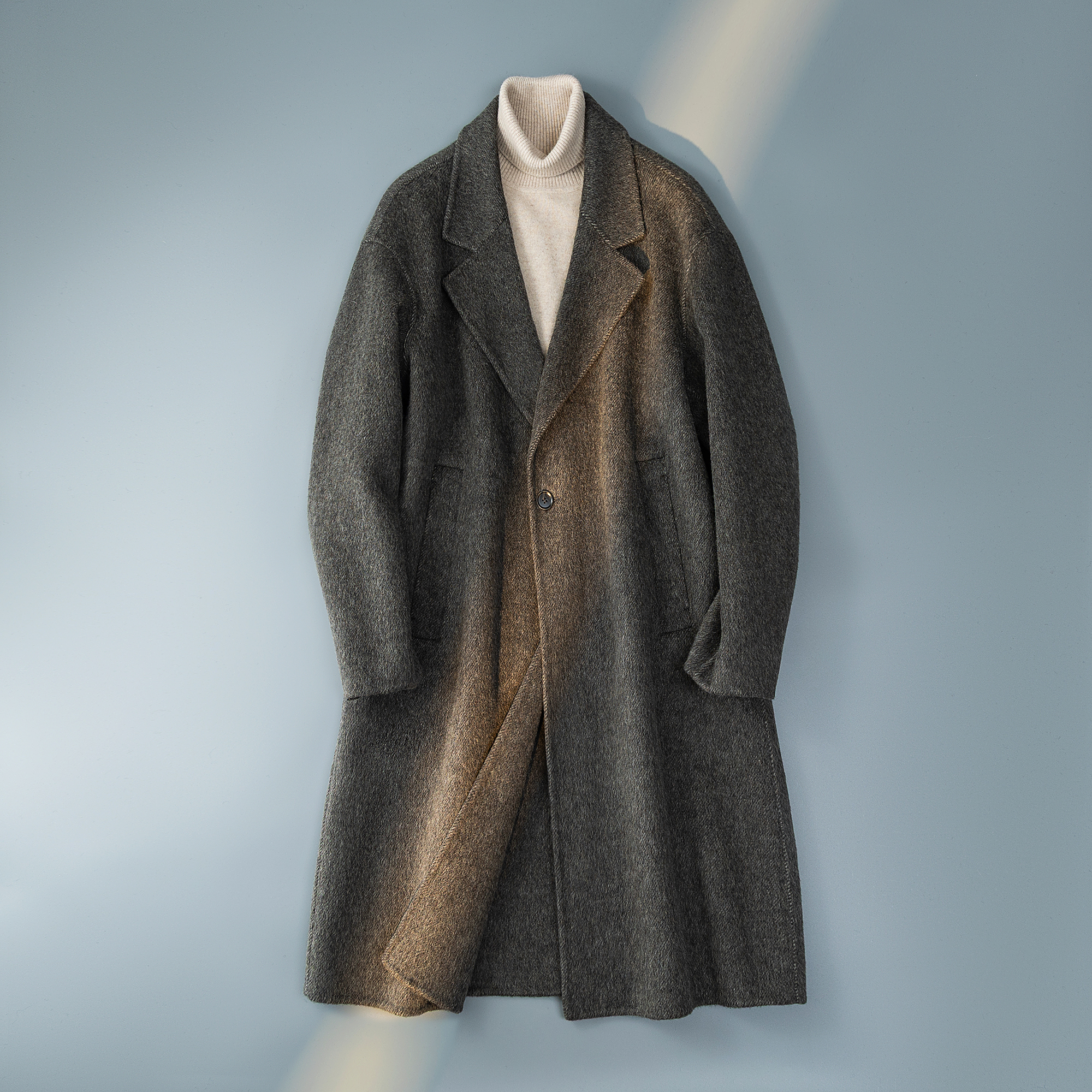 双面呢中长款西装领毛呢外套男士羊毛冬装6016-5882P318控688，男装西服套装，钱塘大厦6016