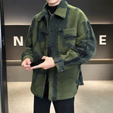 毛纹理衬衫外套加厚呢子冬装大衣绿色钱塘6016-66315P395，男装衬衫，钱塘大厦6016