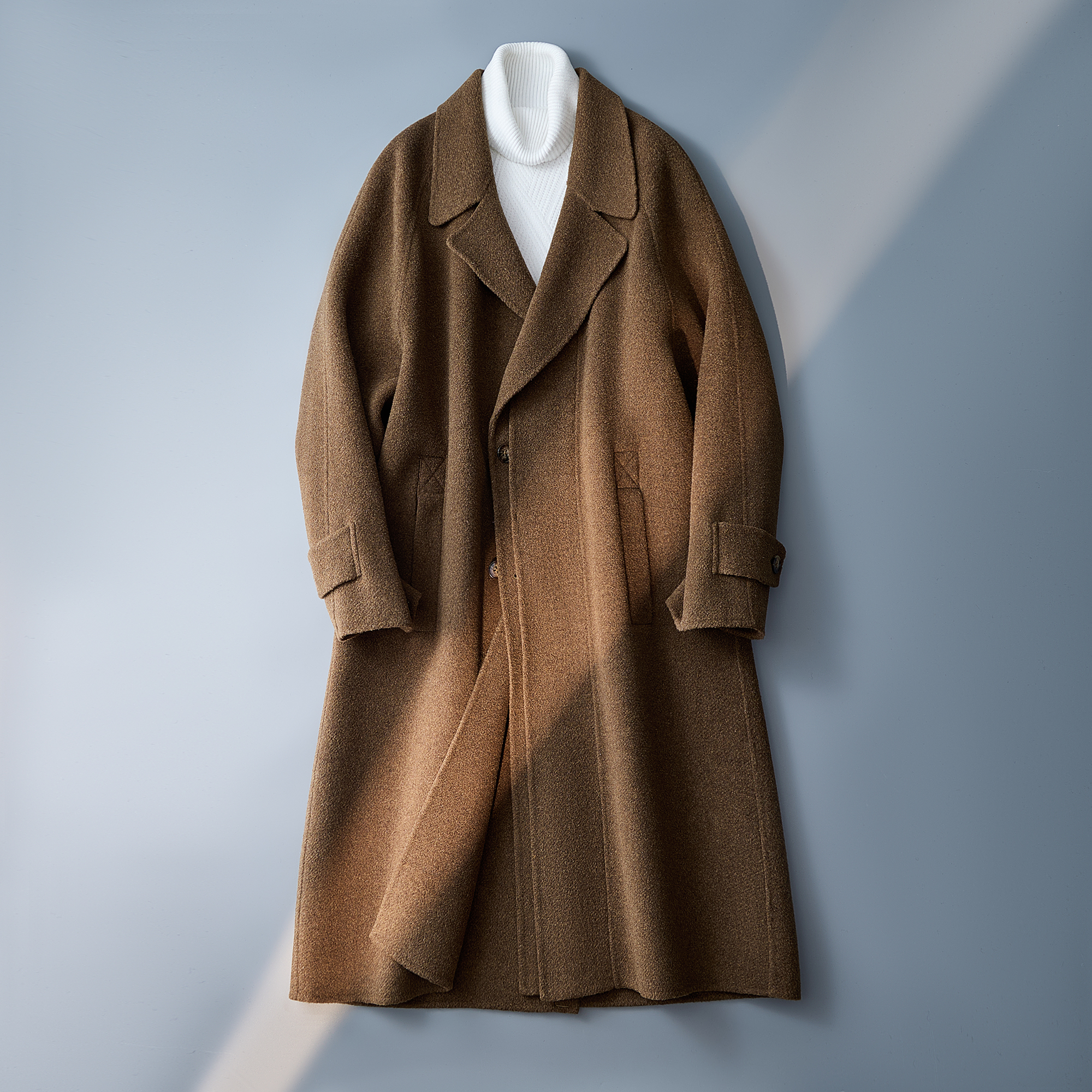 棕咖英伦风风衣西装领毛呢大衣羊毛冬装外套6016-550P488控899，男装西服套装，钱塘大厦6016