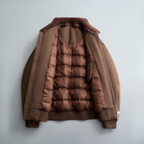 螺纹收腰呢子夹克羽绒服双领可脱卸羽绒衣6016-25320P350控699，男装夹克，钱塘大厦6016