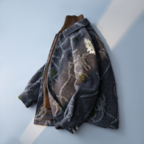 灰色翻领宽毛呢大衣男秋冬外套纹理肌理感6016-95291P358控699，男装毛呢大衣，电商D203(原钱塘6011)