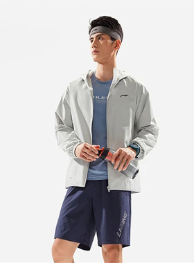 李宁防泼水运动风衣男2026春季新款健身连帽百搭外套夹克AFDW079