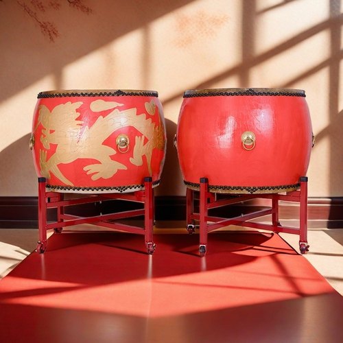 正宗黄牛皮牛皮鼓中国红大鼓