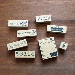 MY家 - 日本 Stamp Marche 作家款 咖啡日常手帐记录 木质印章