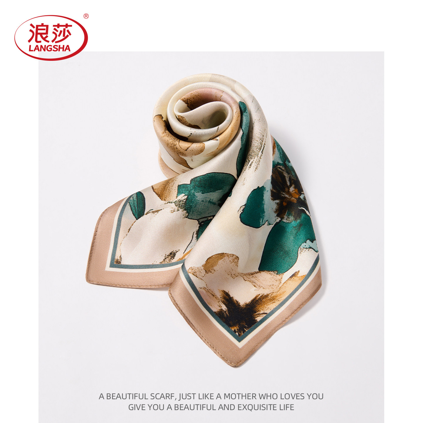 100%桑蚕丝暗香木槿小方巾女护颈
