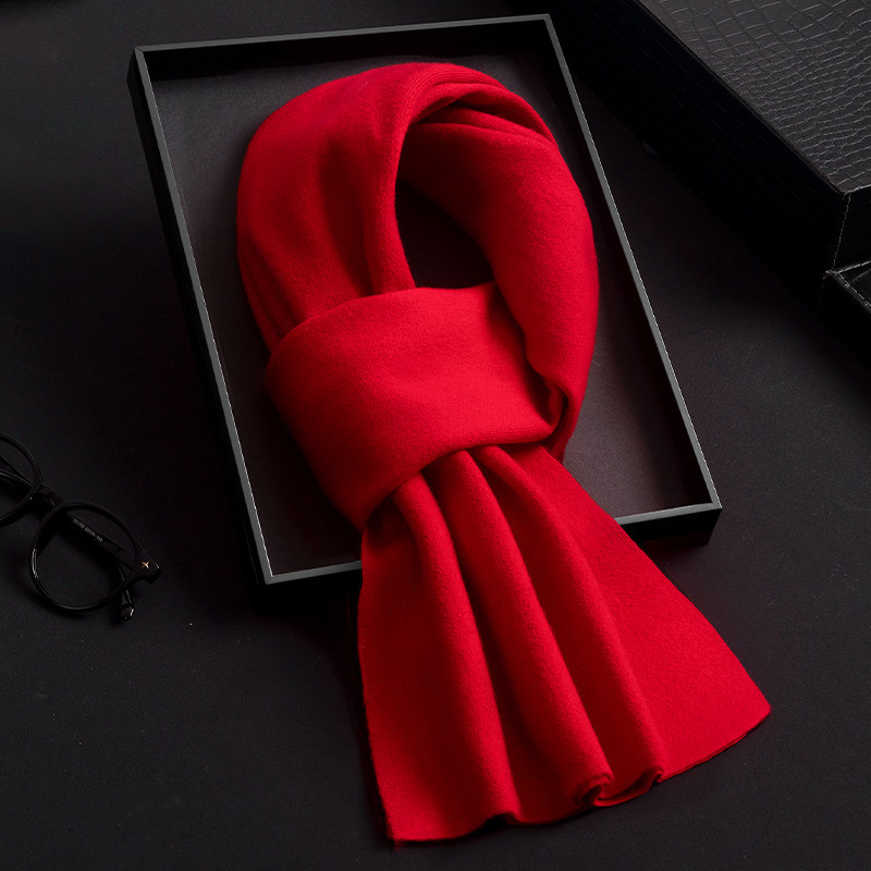2026马年本命年男士礼物实用100%羊毛红色围巾属马送爸爸高档套盒