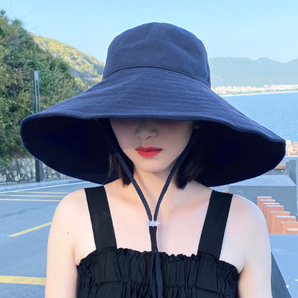 遮阳防晒帽子渔夫帽女防紫外线遮全脸夏季大檐折叠太阳帽户外出游