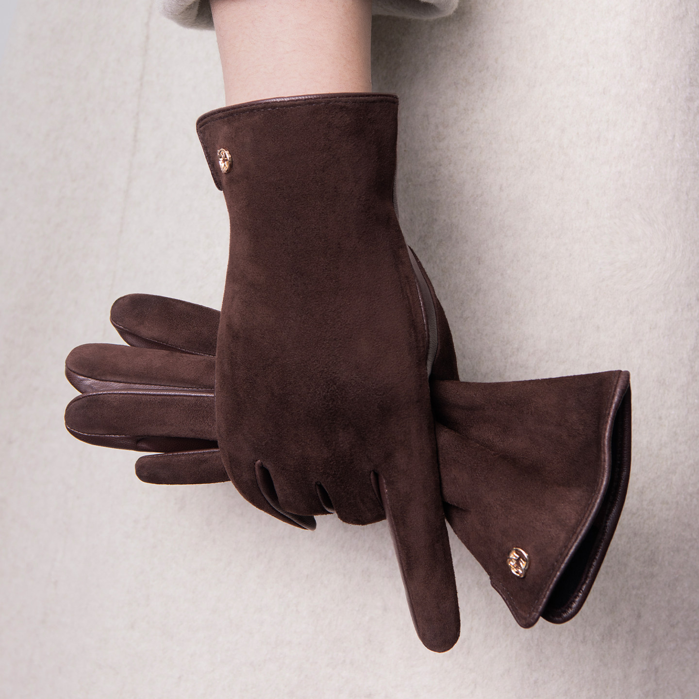 高级感暗红色真皮手套女冬100%山羊皮加绒显手纤细保暖不臃肿通勤