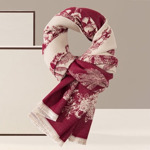 新年红色围巾冬季女高级感2025新款双面妈妈披肩保暖柔软围脖礼盒