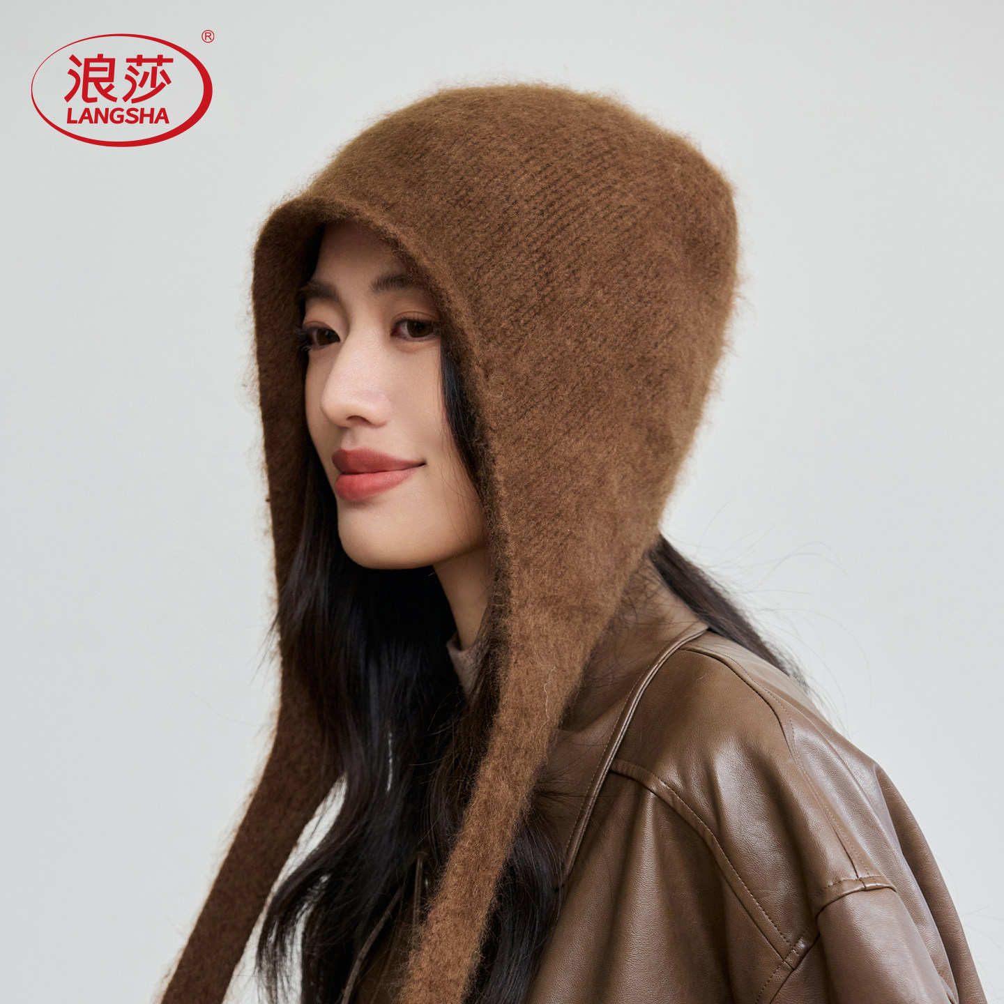 纯羊毛护耳可折叠针织拉法帽女士