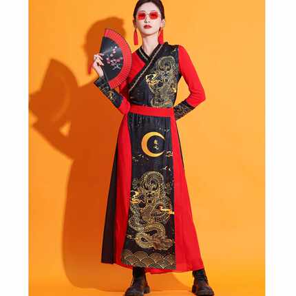 中国风演出服国潮打鼓服女团爵士舞服套装侠客花木兰表演服舞蹈服