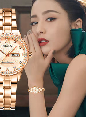 新款进口全自动机械表多功能时尚星期日历防水夜光高档手表女腕表