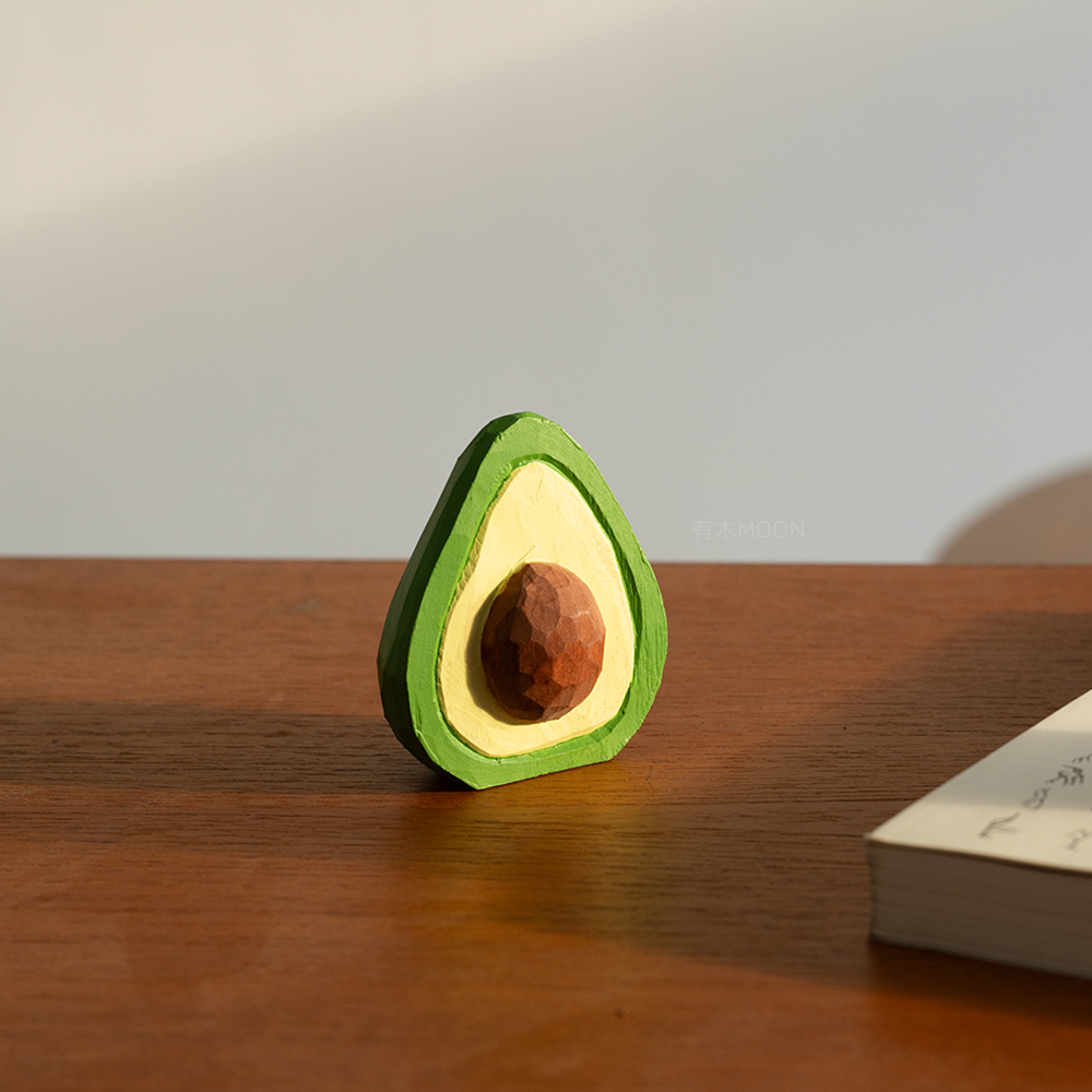 富得牛油 牛油果 木雕桌面摆件祝福寓意高级感ins礼物礼品纯手工