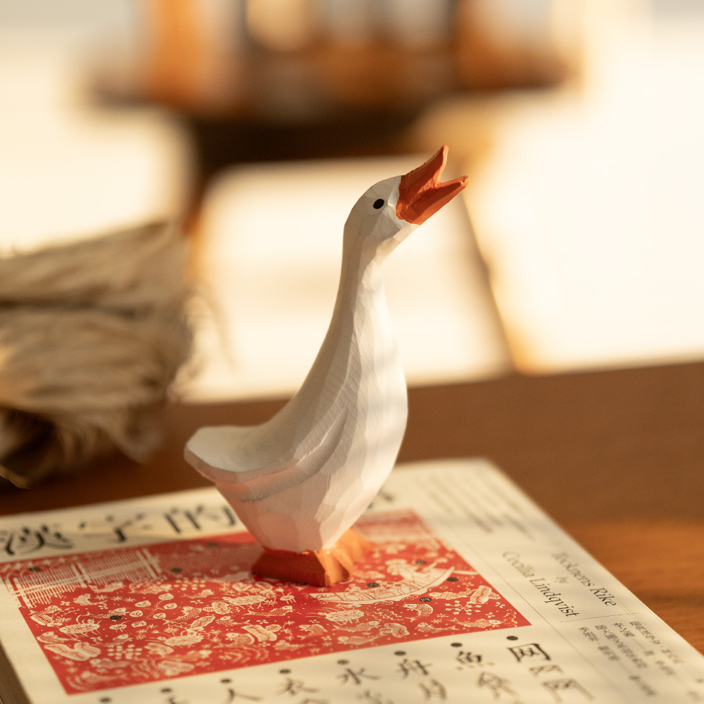 嚣张的傲娇鹅 聒噪鹅创意木雕桌面摆件搞怪有趣纯手工礼物礼品