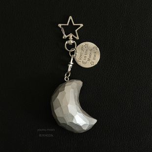 皎皎银月 原创木雕月亮钥匙扣挂件文创包包饰品礼物礼品纯手工