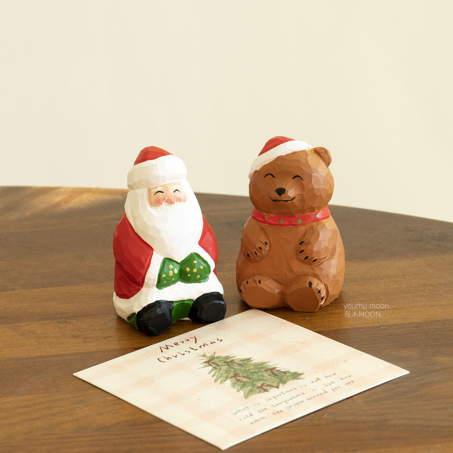 微笑圣诞老人与小熊 木雕手工圣诞系列节日祝福桌面摆件治愈礼物,家居饰品,桌面摆件,淘宝优惠券,粉丝福利购,淘宝优惠卷