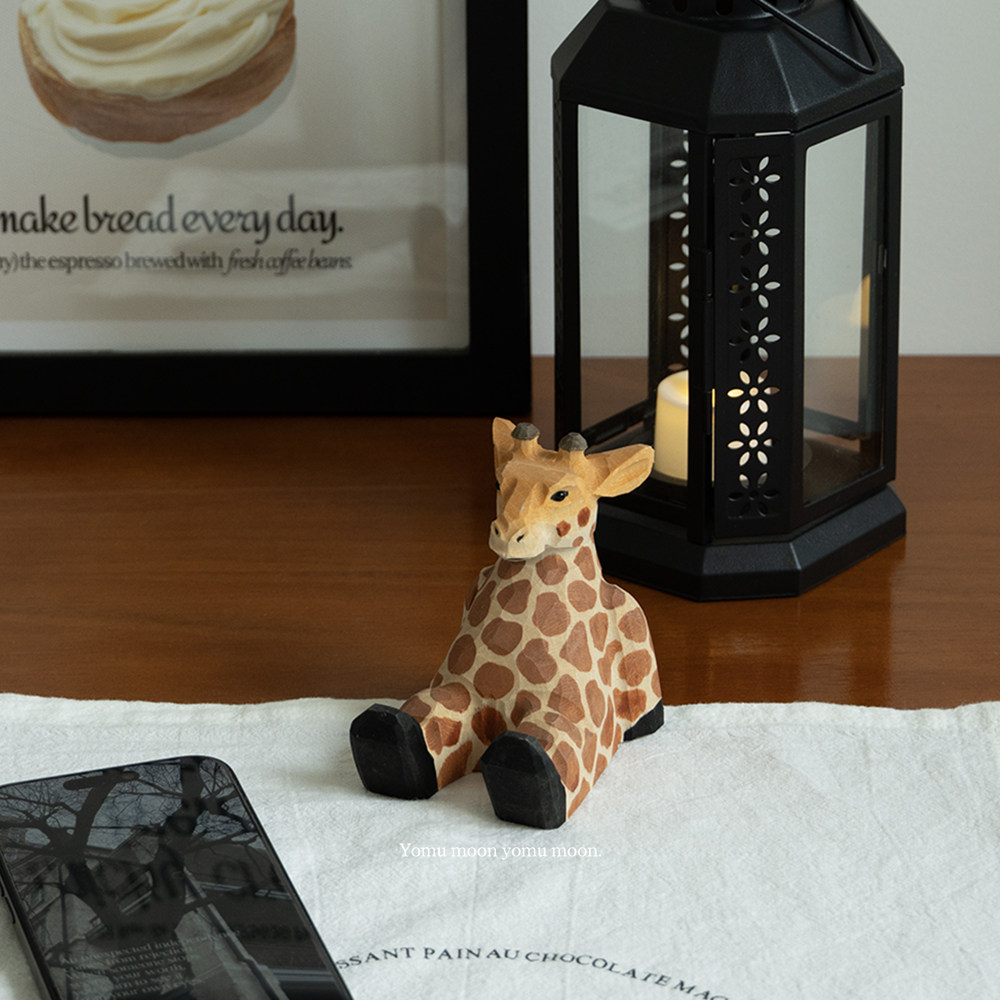 长颈鹿先生 实木手机支架 纯手工创意动物木雕摆件桌面礼物礼品,家居饰品,桌面摆件,淘宝优惠券,粉丝福利购,淘宝优惠卷