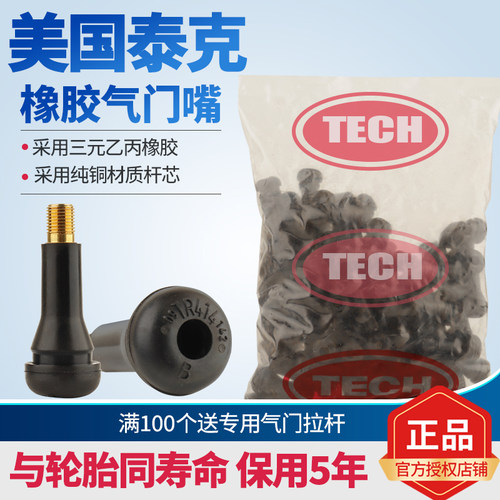 纯铜气门嘴TECH/泰克100个送拉杆