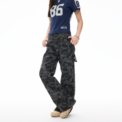 COLDSTONE复古迷彩裤2025新款高街宽松直筒长裤