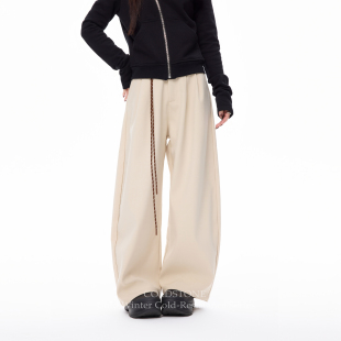 送裤 百搭高级感弯刀阔腿宽松休闲西裤 绳配件 男女同款 COLDSTONE