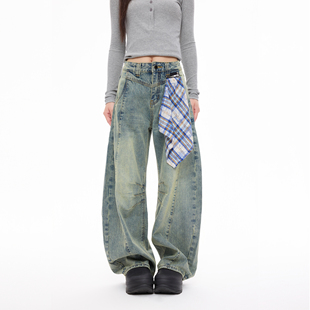 COLDSTONE美式弯刀裤女别致拉链可拆卸方巾宽松阔腿裤