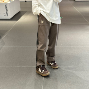 COLDSTONE X标全条纹宽松直筒休闲裤日常百搭男女潮流设计感运动