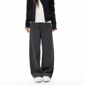 COLDSTONE复古老钱风条纹西裤 慵懒风阔腿裤 男女宽松垂感直筒休闲