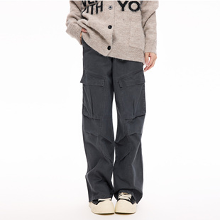 COLDSTONE 宽松直筒休闲裤男女秋季美式复古多口袋做旧工装