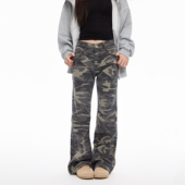 2025户外风复古微喇迷彩休闲裤 男女新款 工装 COLDSTONE 显高裤 子潮