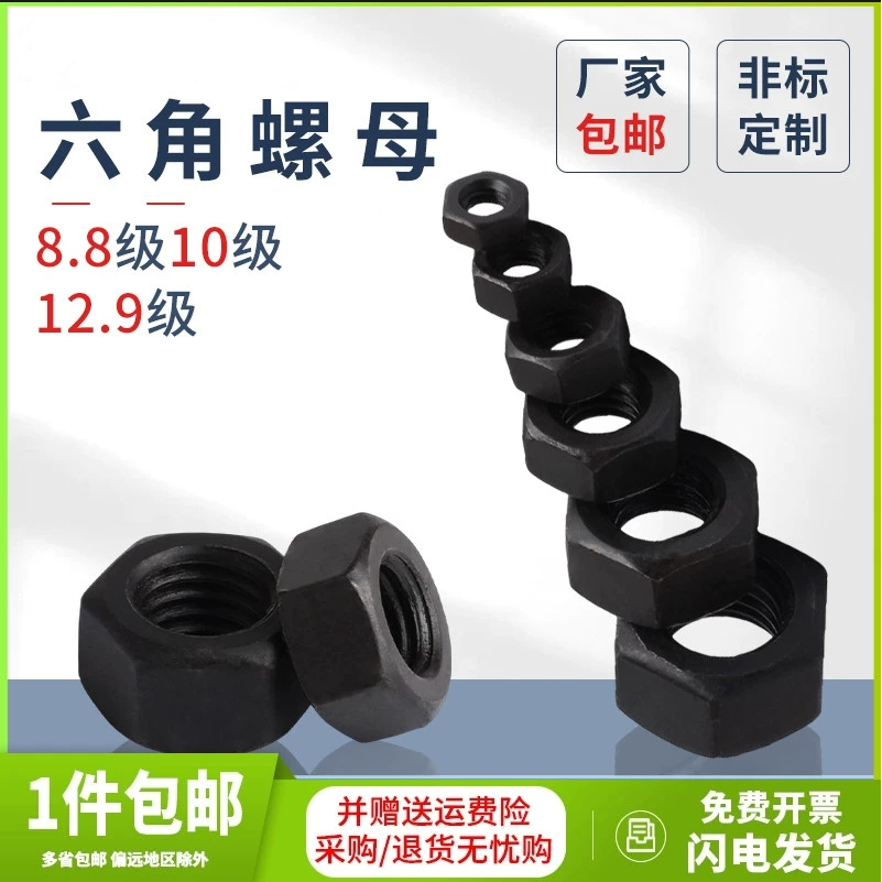 12级高强度六角螺母粗牙螺丝帽大全M10M12M16M18M20m24M30M52M56
