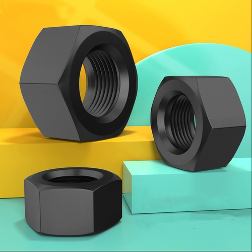 碳钢发黑六角螺母12.9级高强度淬火加硬粗牙螺帽M10-M42M48M52M56