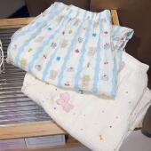 双层纱休闲裤 A类家居裤 纯棉睡裤 卡通印花遛弯裤 女 夏季 长裤 棉纱裤