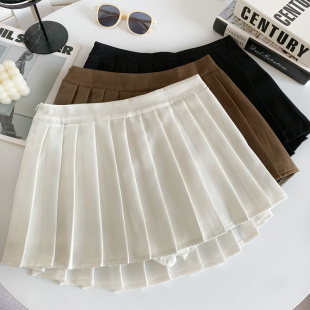 学院风百褶半身裙女2023秋季 百搭防走光高腰显瘦A字蓬蓬短裙 新款