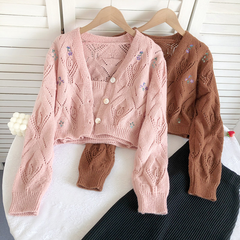 名媛刺绣小花长袖针织开衫外套+短款t吊带背心内搭上衣两件套秋冬,女装/女士精品,时尚套装,淘宝优惠券,粉丝福利购,淘宝优惠卷