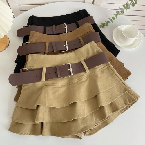 短裙蛋糕裙百搭A字配皮带半身裙