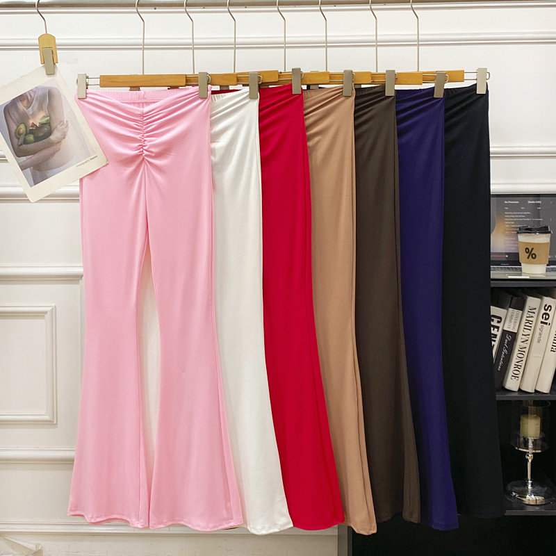 欧美风微喇叭瑜伽裤运动健身褶皱高腰显瘦阔腿裤长裤女2026春夏,女装/女士精品,休闲裤,淘宝优惠券,粉丝福利购,淘宝优惠卷