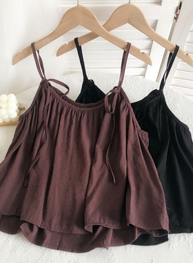 2022夏季新款设计感小众百搭绑带美背无袖外穿短款吊带背心女