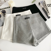 女2024夏季 休闲时尚 弹力紧身短裤 饰骑行裤 百搭高腰显瘦商标装