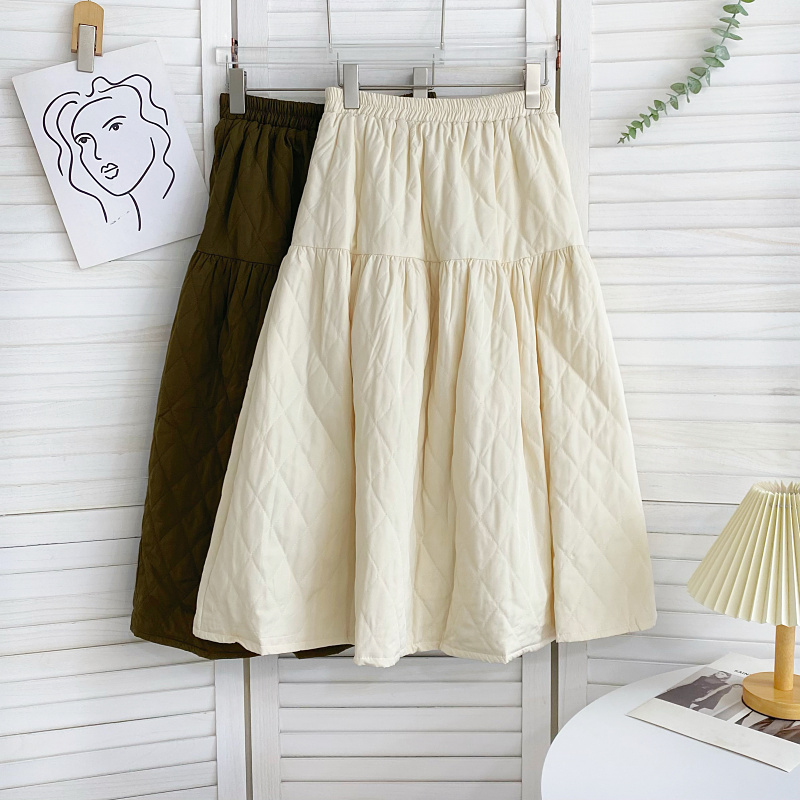 中长款荷叶边百搭加厚棉裙半身裙