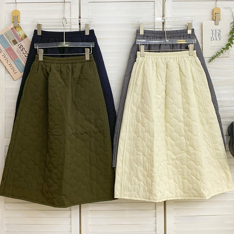 时尚气质松紧腰A字显瘦宽松夹棉蓬蓬中长款半身裙女2025秋冬新款,女装/女士精品,半身裙,淘宝优惠券,粉丝福利购,淘宝优惠卷
