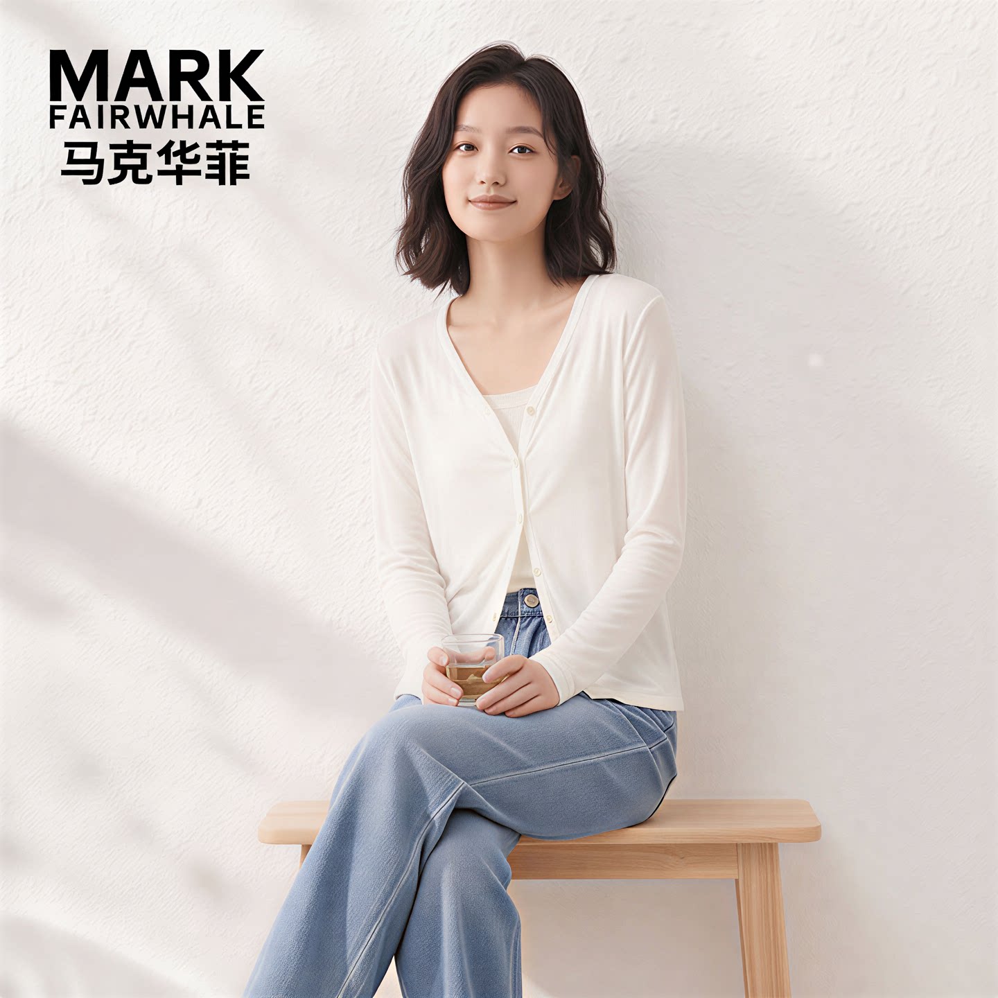 马克华菲天丝醋酸羊毛开衫女薄款