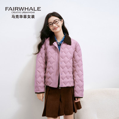 马克华菲翻领羽绒服女短款小个子