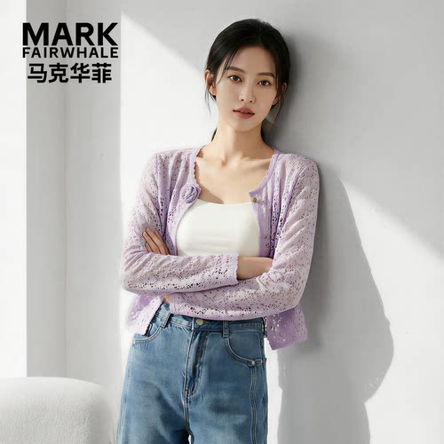 马克华菲女装法式重工蕾丝外套女针织小香风设计感上衣Y62121B620