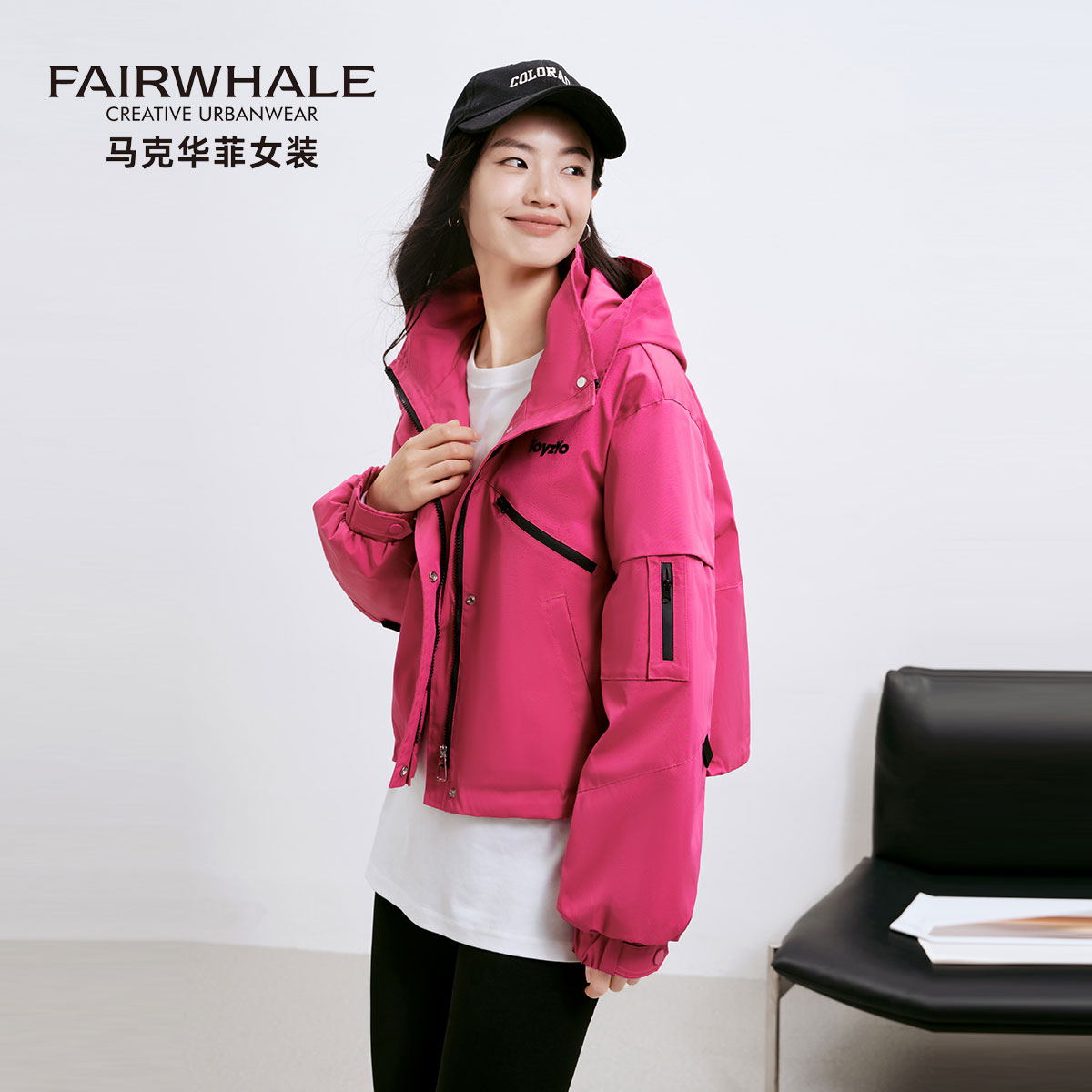 马克华菲工装羽绒服女短款设计感