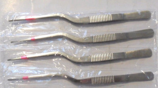 包邮 不锈钢镊子耳科枪状镊子植物组培弯镊子云夹采耳耵聍鼻喉镊